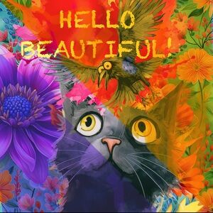 COASTERS - Colorful cat and floral graphic